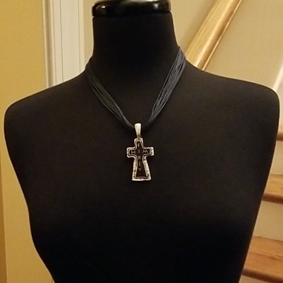 Cross Pendant HIM FIRST Silver /Black tones - Picture 7 of 9